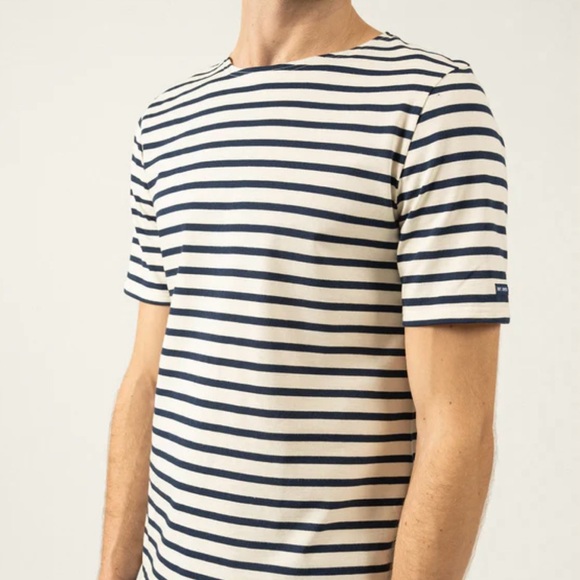 Saint James Levant Modern shirt, Ecru/Navy Breton Stripe, Unisex, size medium - Picture 2 of 6
